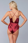 BW1786 Sarai Satin Romper Burgundy